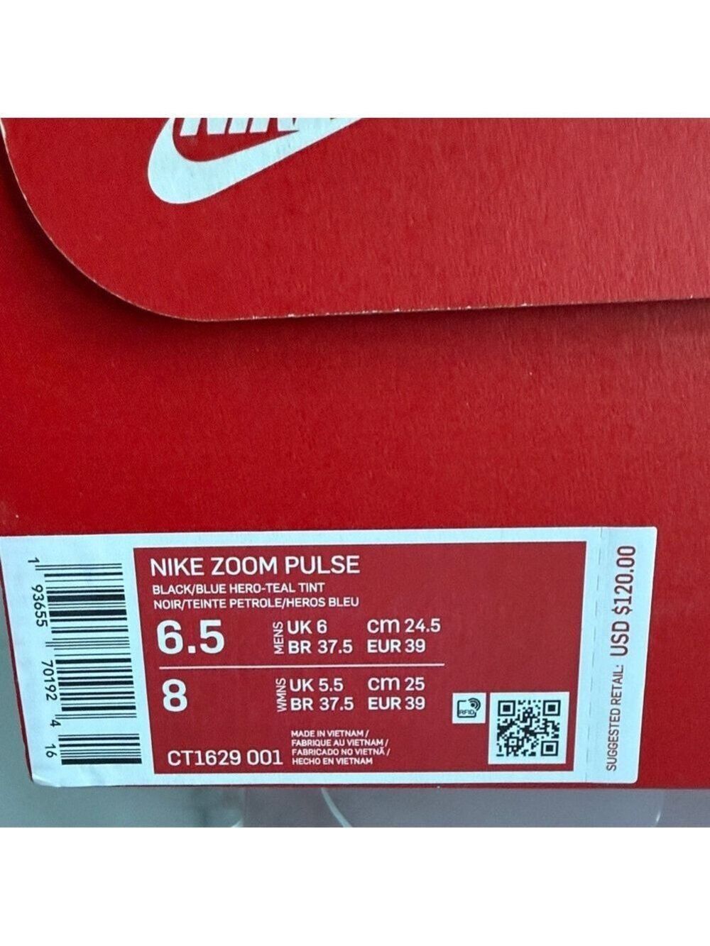 Nike Air Zoom Pulse Sneaker Shoe in Black Blue Hero Teal Tint Size M6.5 W8 NIB - Picture 3 of 13